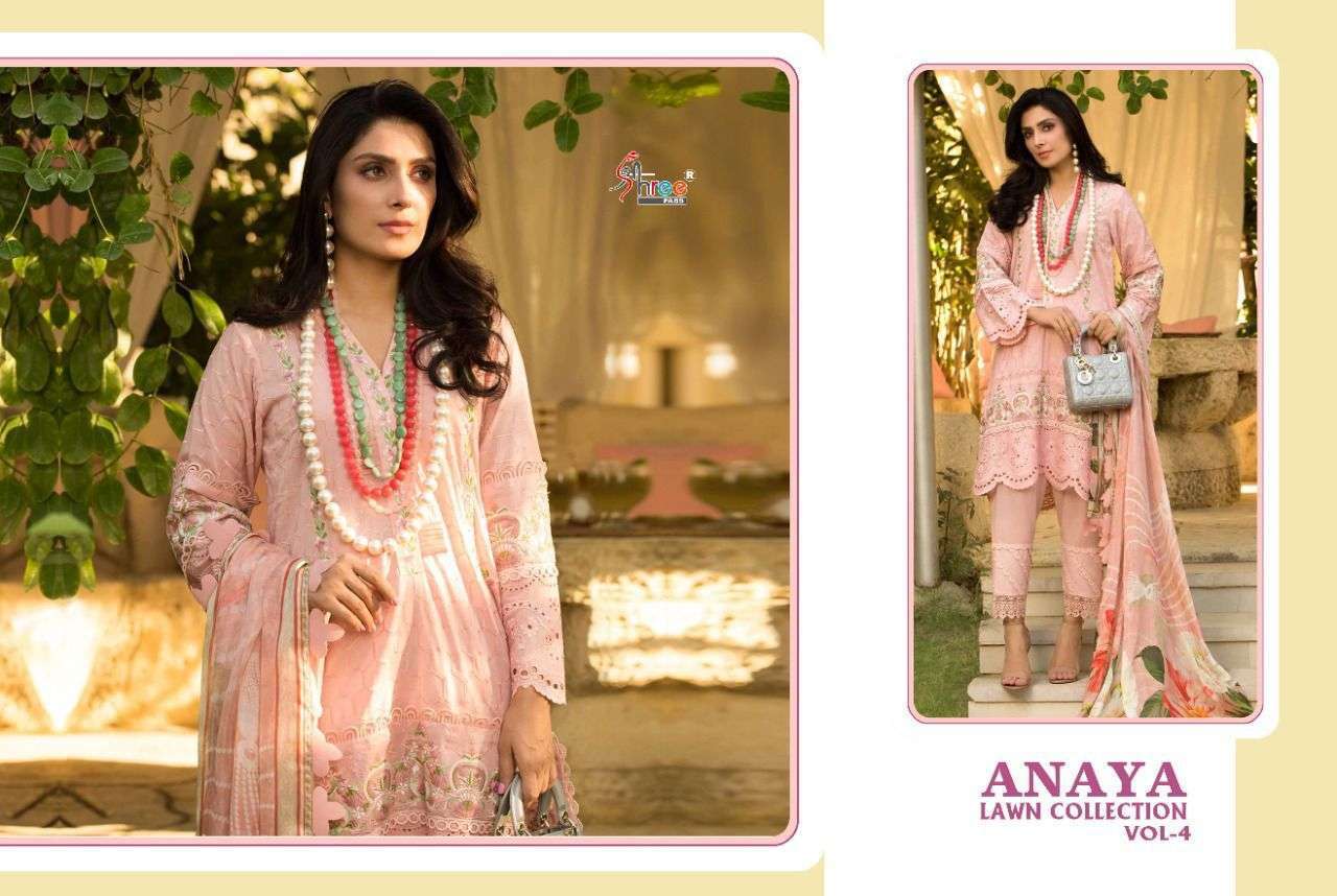 Shree Fab Anaya Lawn Collection Vol-4 Lawn Cotton With Work Pakistani Suits Catalog