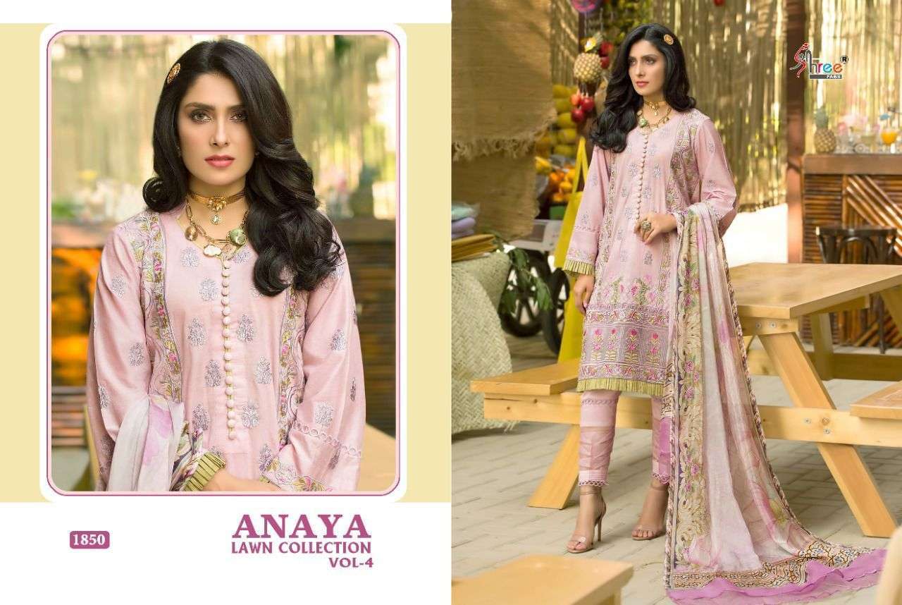 Shree Fab Anaya Lawn Collection Vol-4 Lawn Cotton With Work Pakistani Suits Catalog