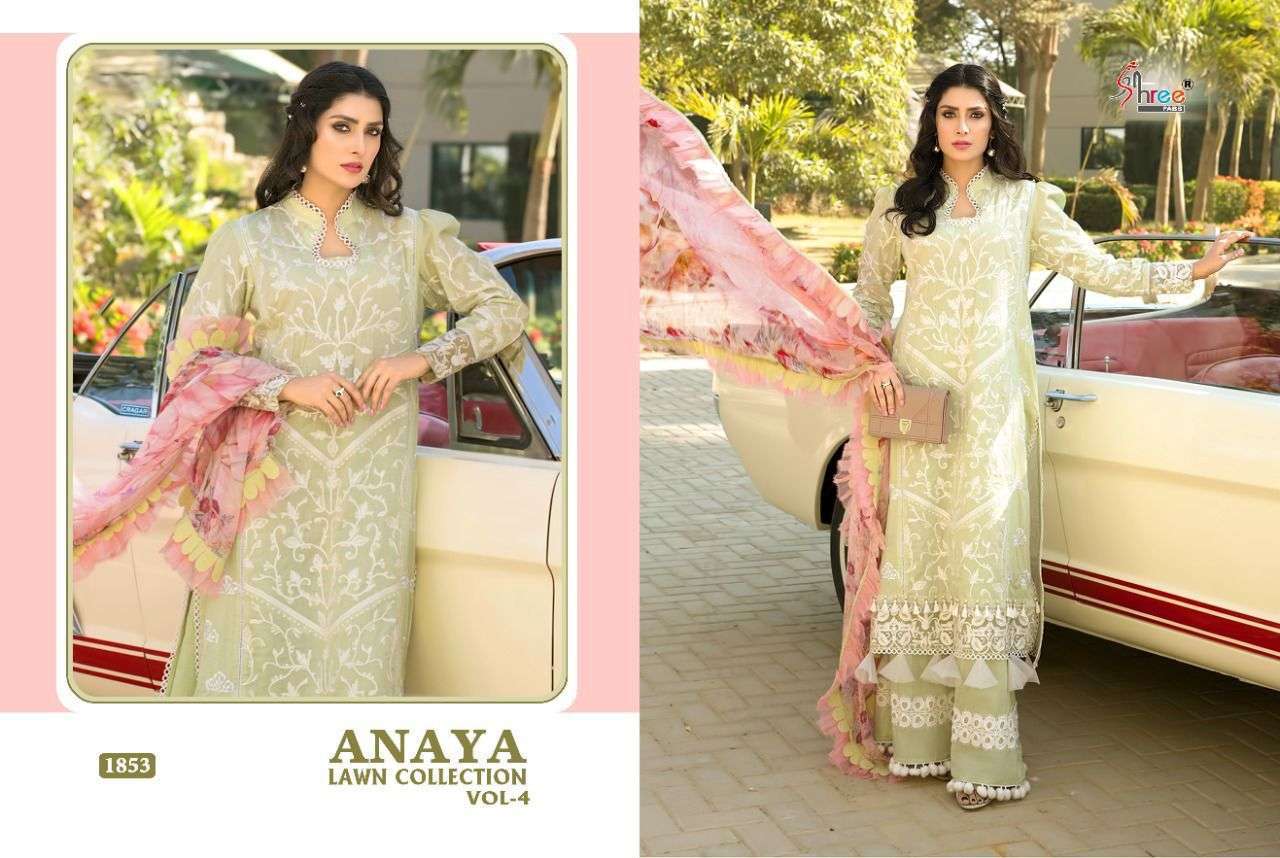 Shree Fab Anaya Lawn Collection Vol-4 Lawn Cotton With Work Pakistani Suits Catalog