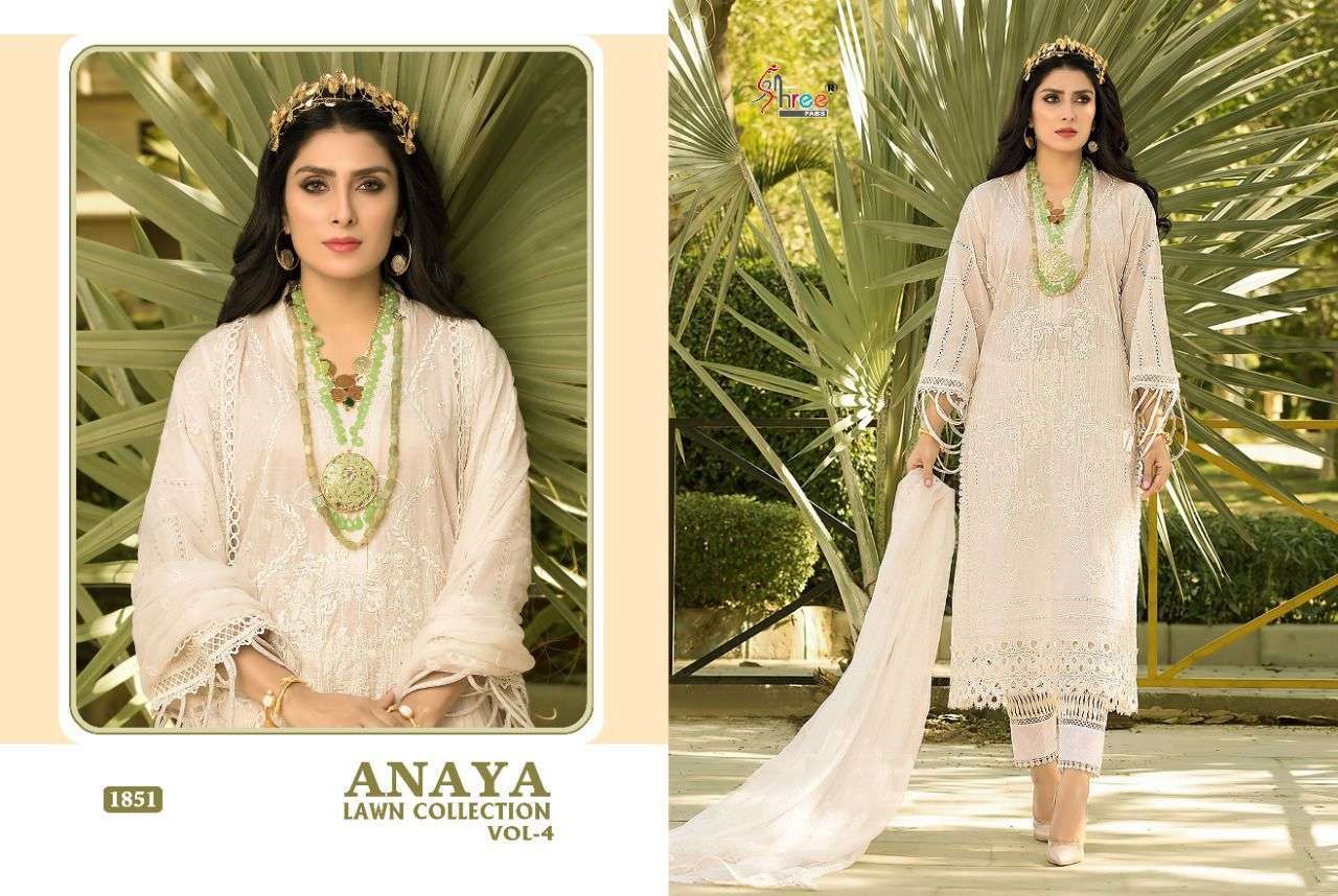 Shree Fab Anaya Lawn Collection Vol-4 Lawn Cotton With Work Pakistani Suits Catalog