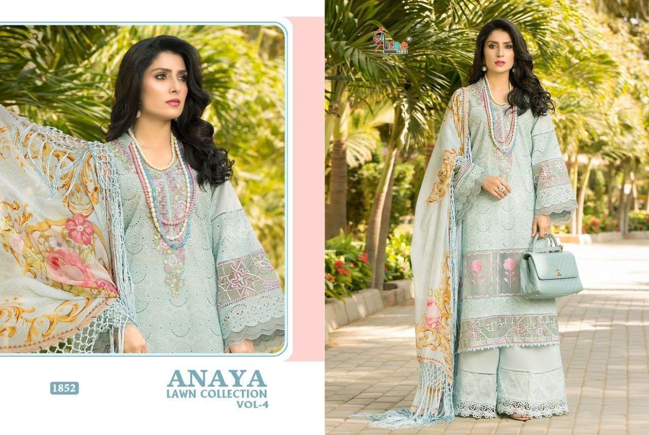 Shree Fab Anaya Lawn Collection Vol-4 Lawn Cotton With Work Pakistani Suits Catalog