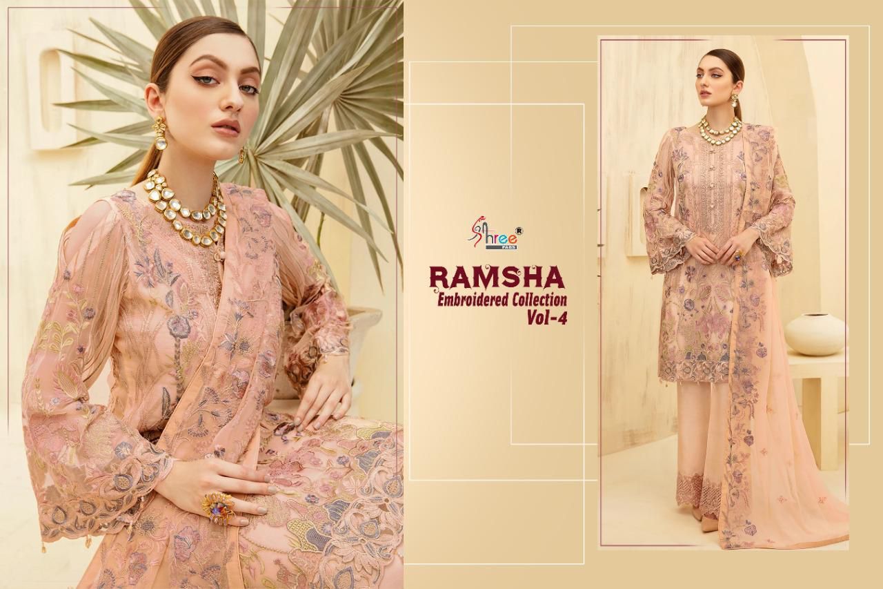 Shree Ramsha Embroidered Vol  4 Pakistani Salwar Kameez Catalog