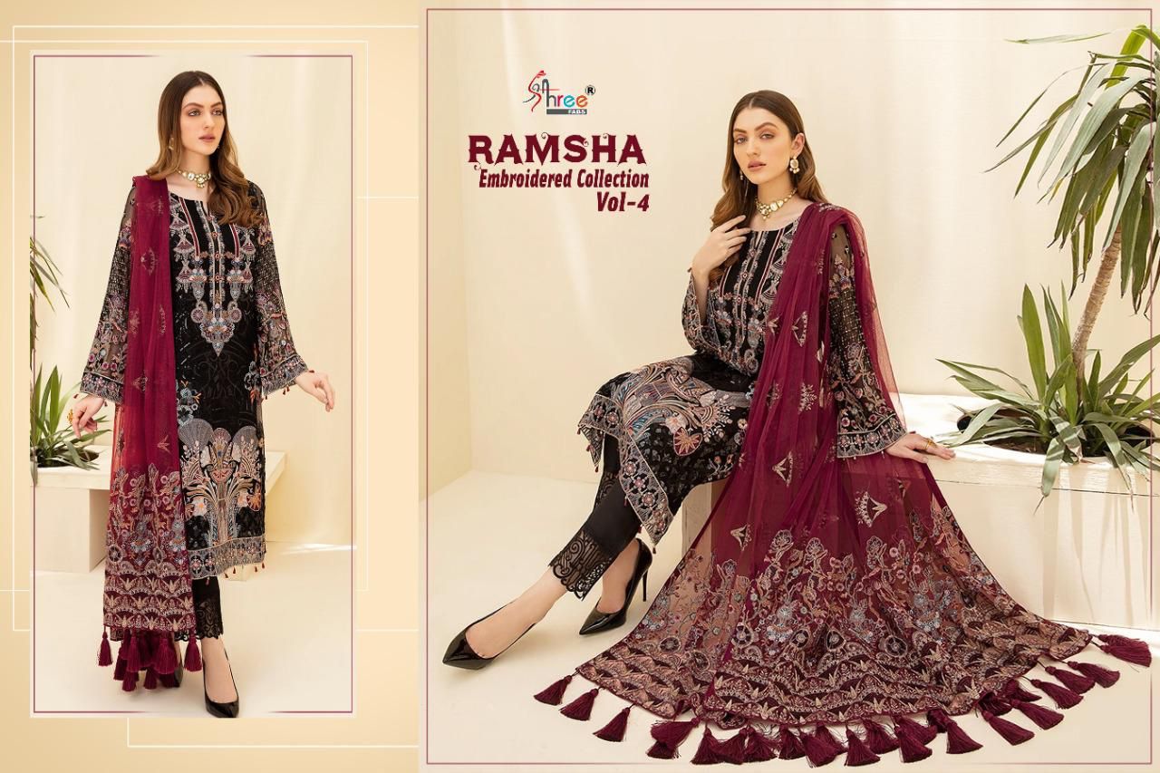Shree Ramsha Embroidered Vol  4 Pakistani Salwar Kameez Catalog