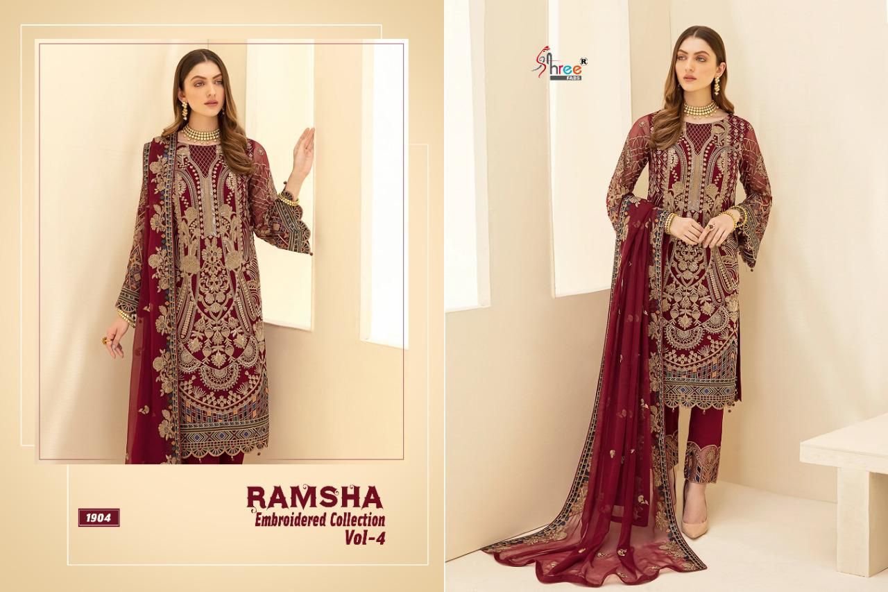 Shree Ramsha Embroidered Vol  4 Pakistani Salwar Kameez Catalog