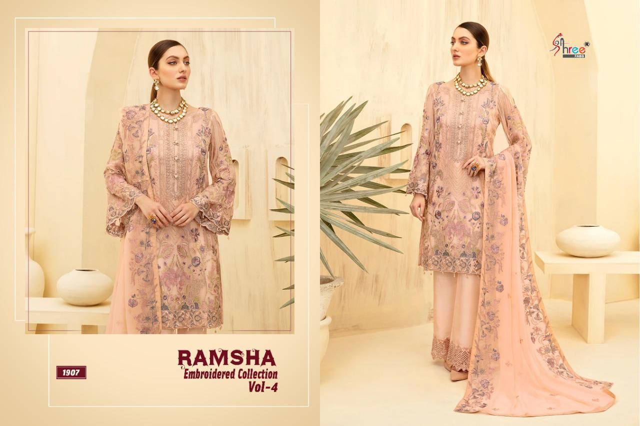 Shree Ramsha Embroidered Vol  4 Pakistani Salwar Kameez Catalog