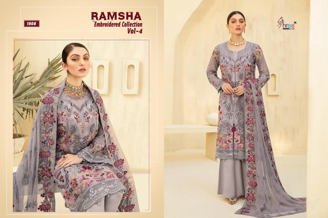Shree Ramsha Embroidered Vol  4 Pakistani Salwar Kameez Catalog