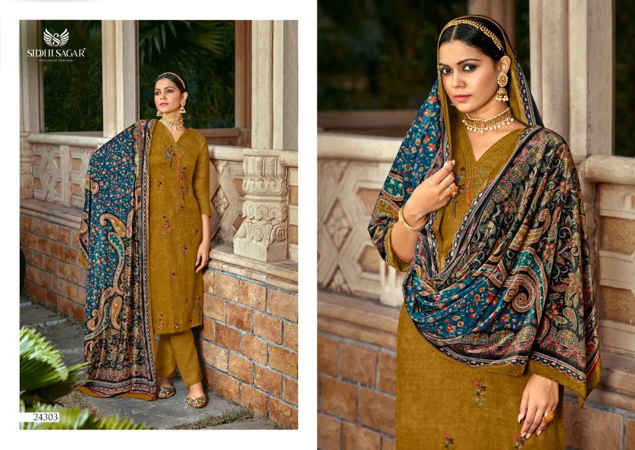Siddhi Sagar Makhmal Kani Exclusive Wear Pashmina Dress Material Catalog