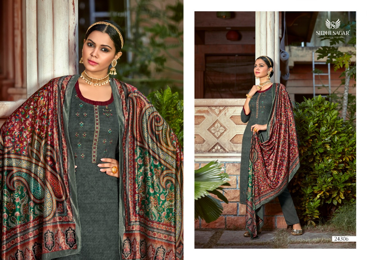 Siddhi Sagar Makhmal Kani Exclusive Wear Pashmina Dress Material Catalog