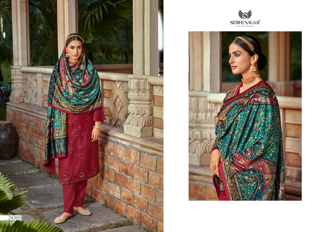 Siddhi Sagar Makhmal Kani Exclusive Wear Pashmina Dress Material Catalog