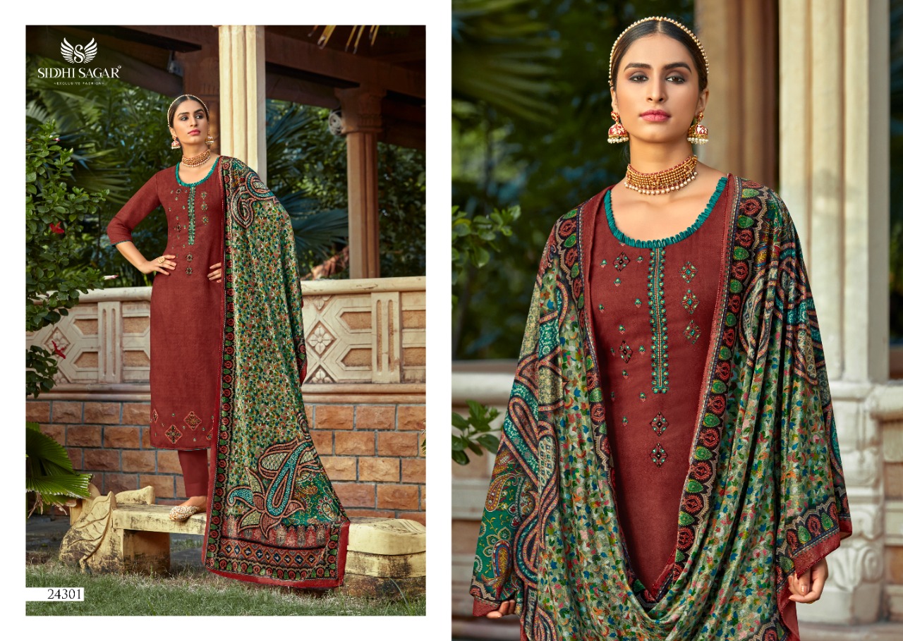 Siddhi Sagar Makhmal Kani Exclusive Wear Pashmina Dress Material Catalog