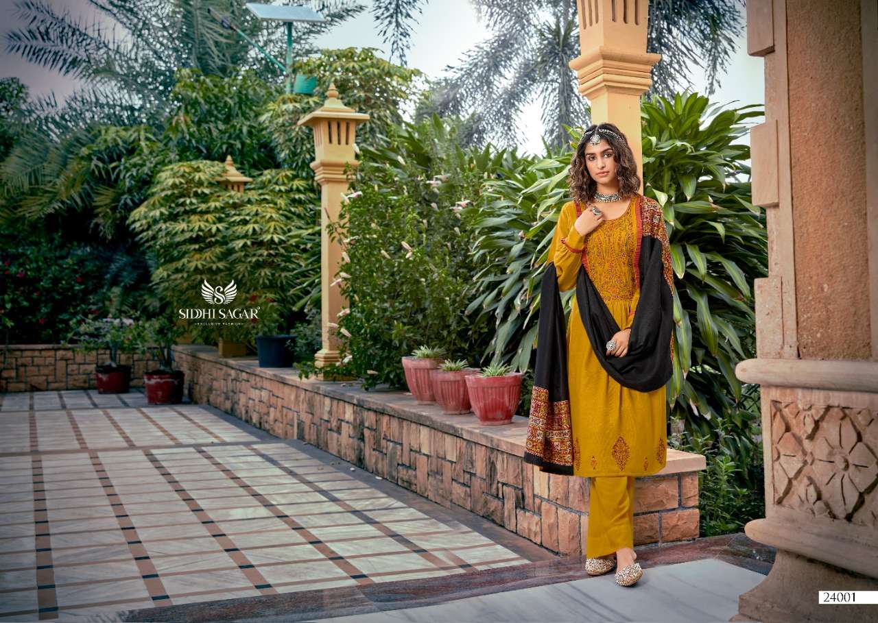 Siddhi Sagar Sabiha Pasmina With Self Print And Embroidery Dress Material Catalog