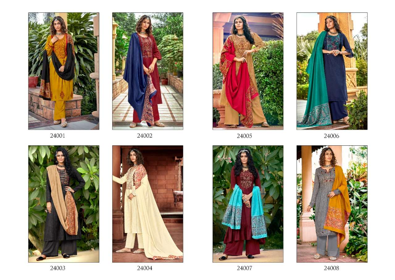 Siddhi Sagar Sabiha Pasmina With Self Print And Embroidery Dress Material Catalog