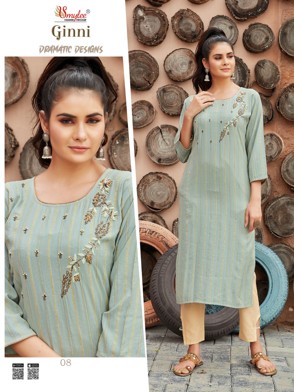 Pin Tuck Pattern Yoke Design Modal Chanderi Kurta | SV250