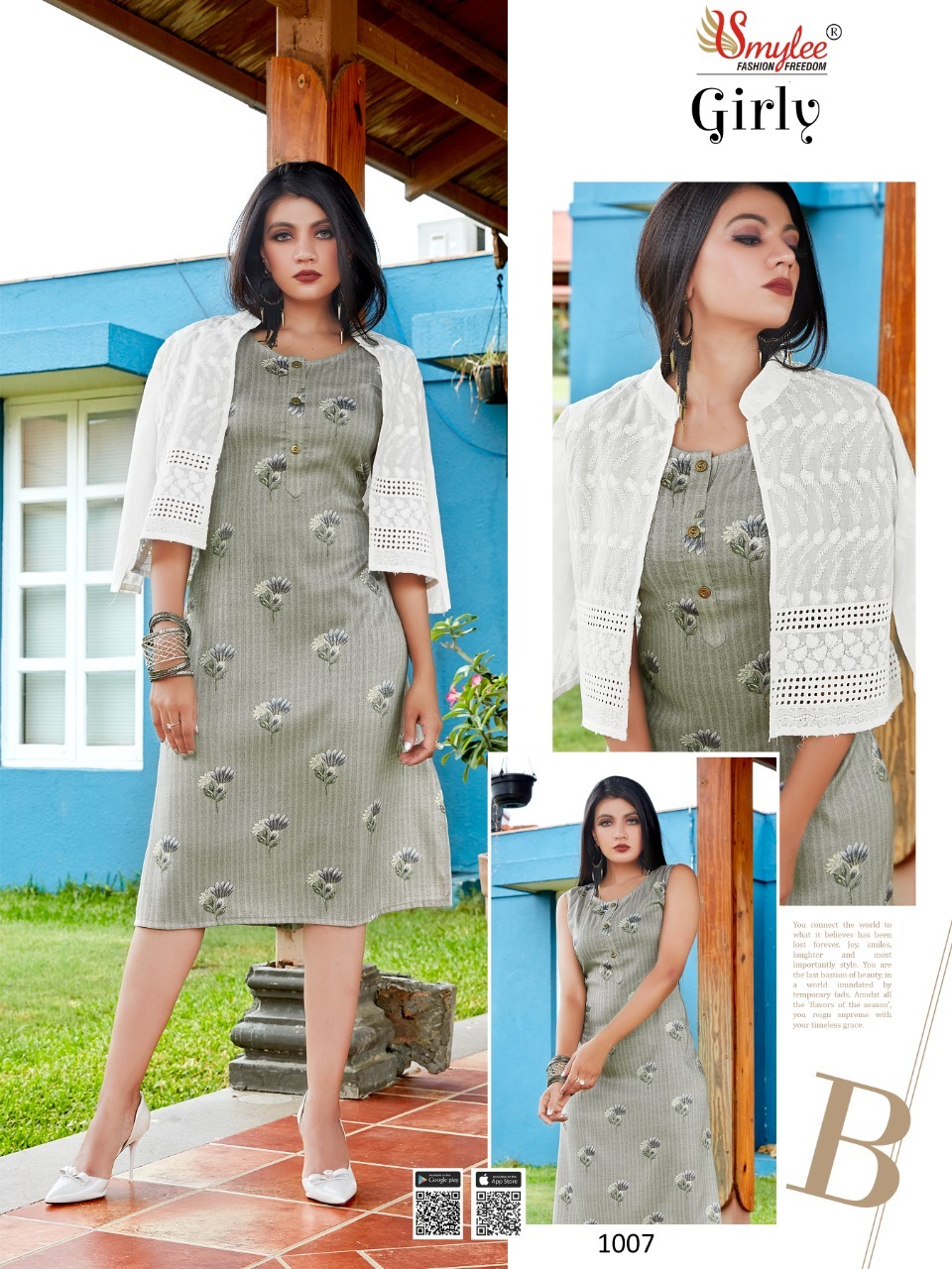 Smylee Girly Designer Rayon Kurti With Jacket Kurti Catalog