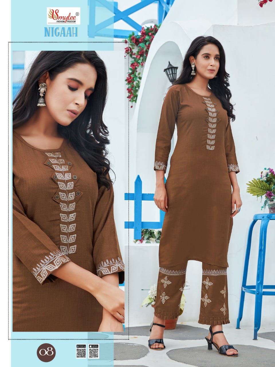 Smylee Nigaah Bombay Slub Sequence And Embroidered Kurti With Pant Catalog