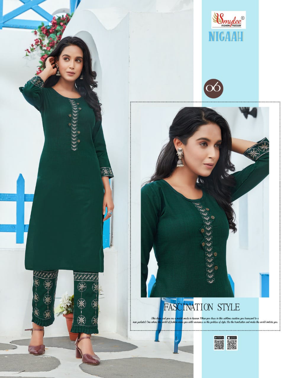 Smylee Nigaah Bombay Slub Sequence And Embroidered Kurti With Pant Catalog
