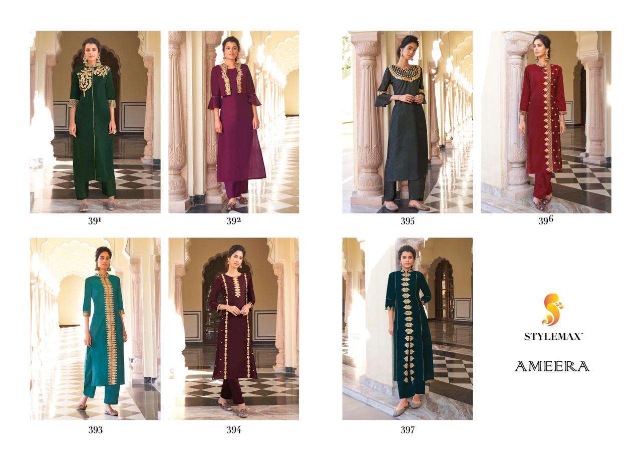 Stylemax Ameera Vol 1 Viscose With Embroidery Work Kurti With Bottom Kurtis Catalog