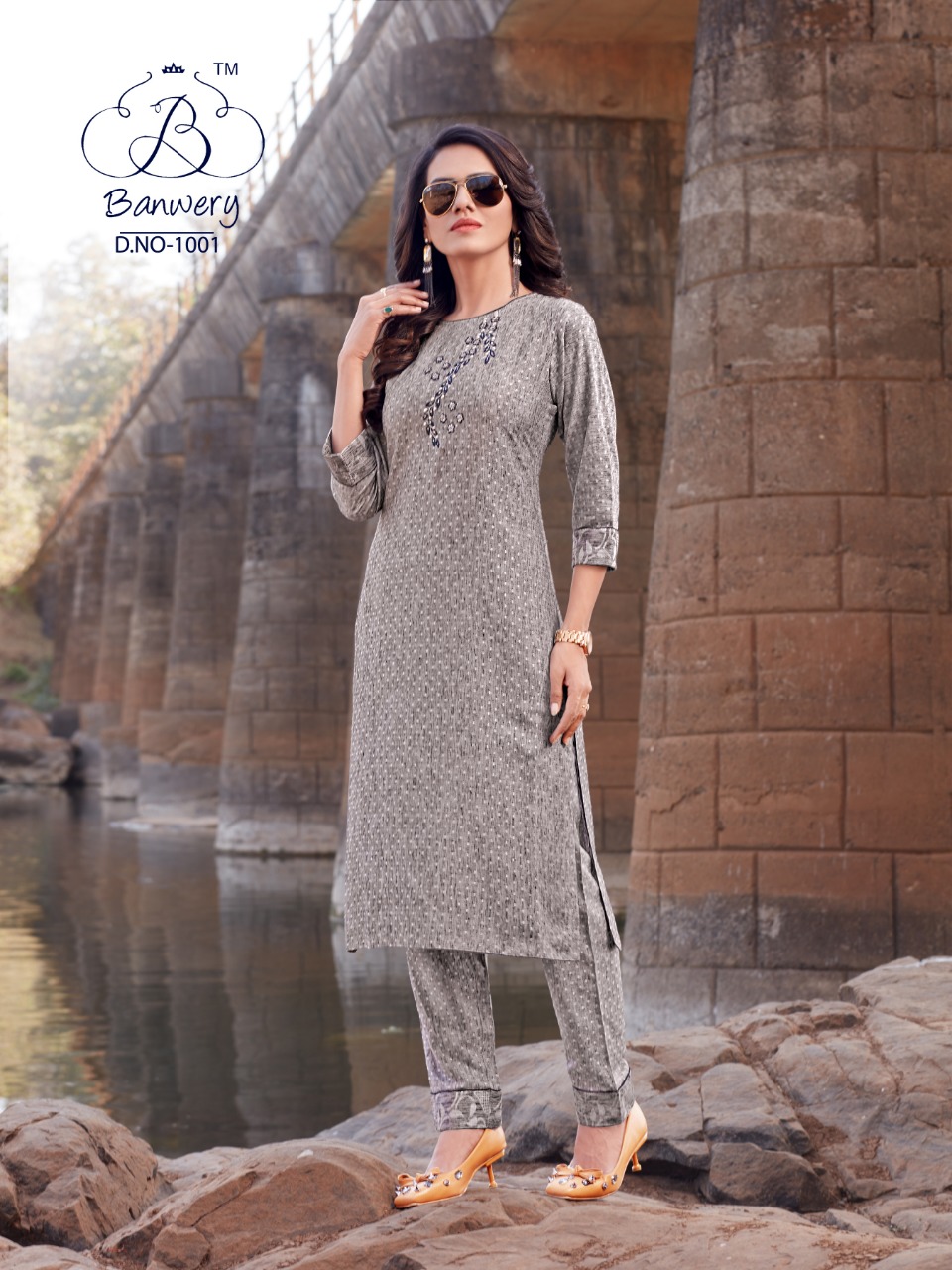 luxury collection shiny designer tunic with cigarette pant kurti collection