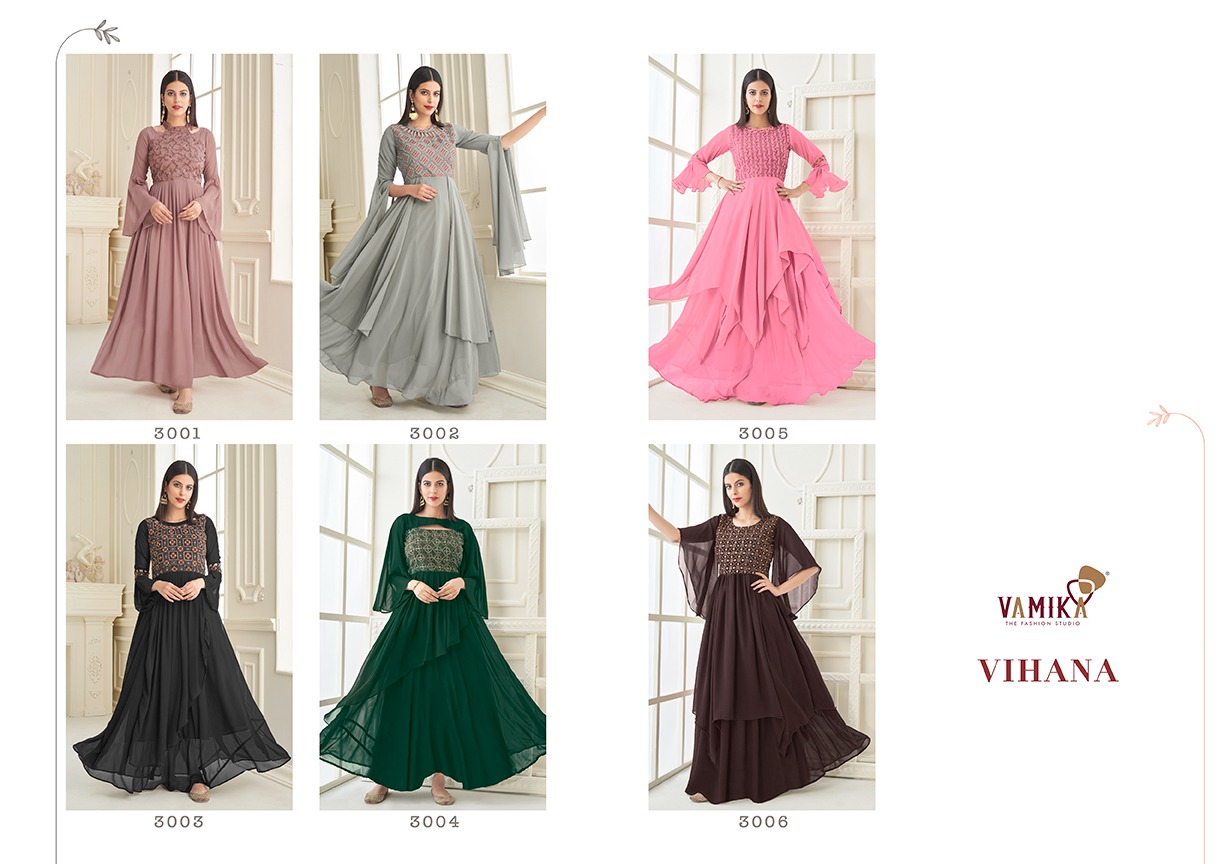 Vamika Vihana Exclusive Wear Georgette Ladies Gown Catalog