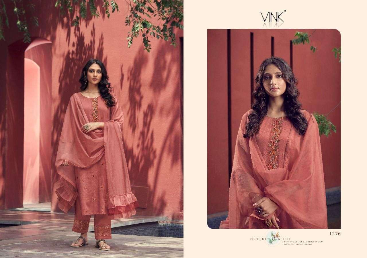 Vink Ruffles Silk With Hand Work Kurti With Pant Dupatta Catalog