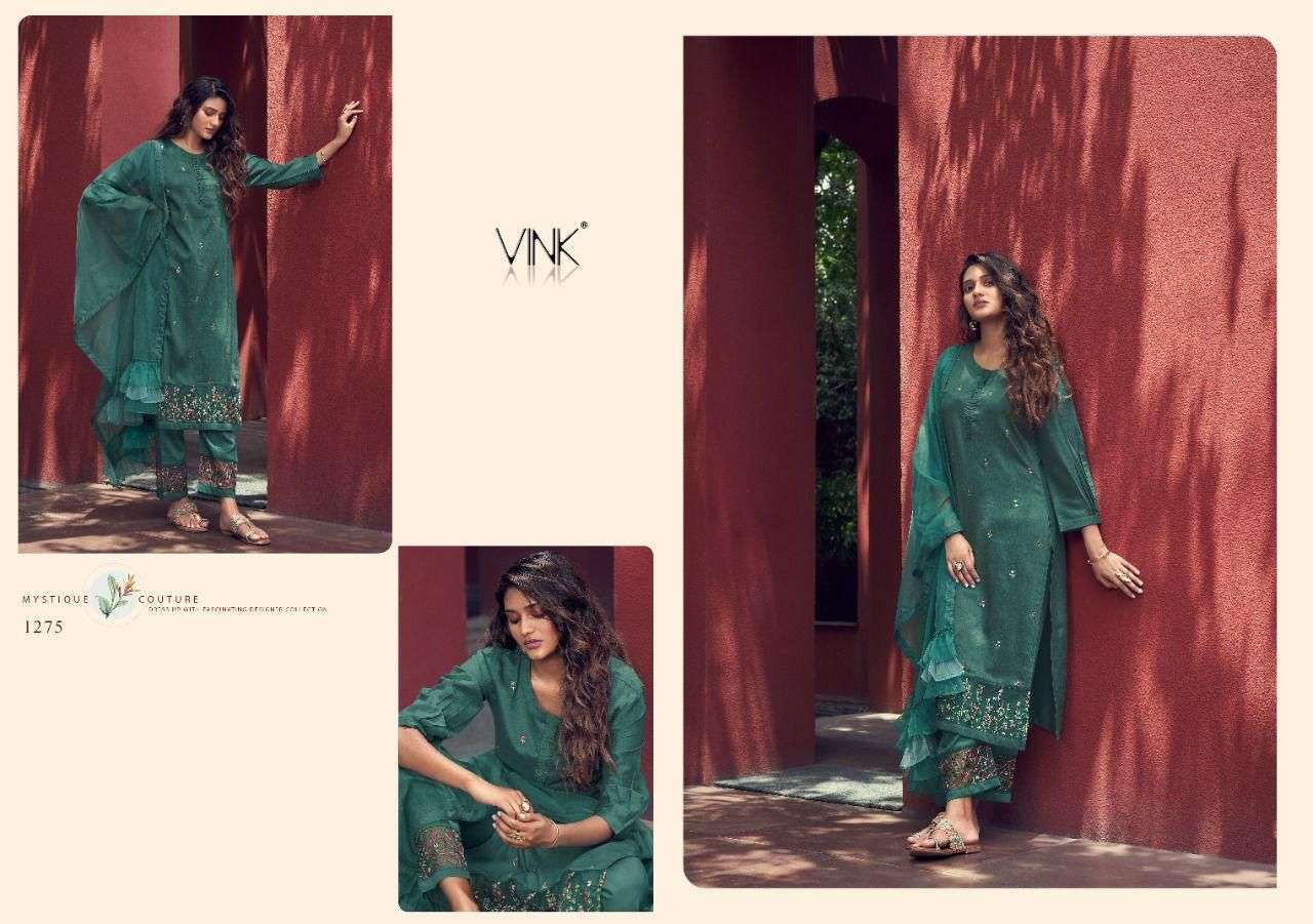 Vink Ruffles Silk With Hand Work Kurti With Pant Dupatta Catalog