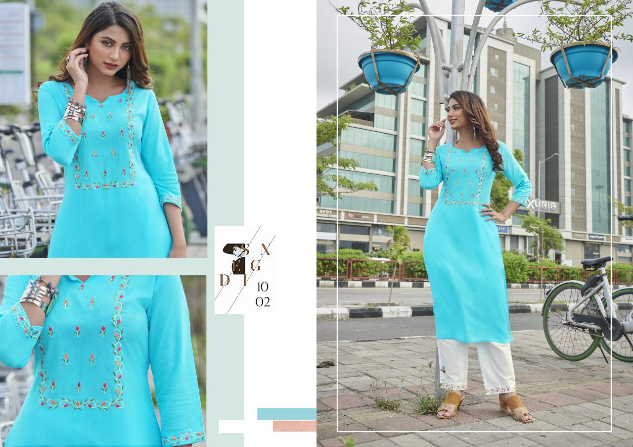Vitara Amorina Stylist Rayon Kurti With Pant Catalog