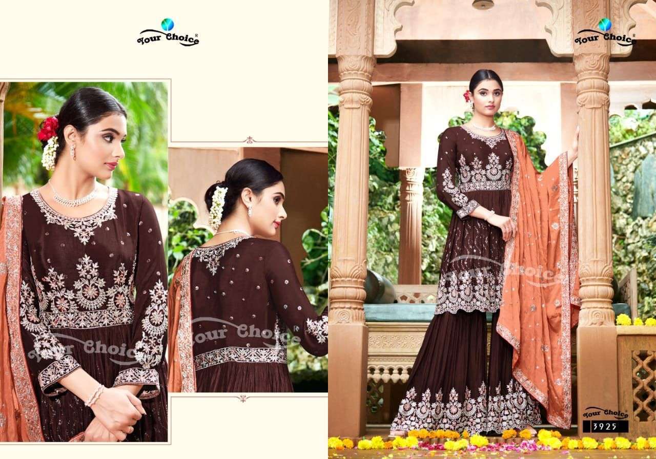 Your Choice F Studio Chinon With Embroidery Work Salwar Kameez Catalog
