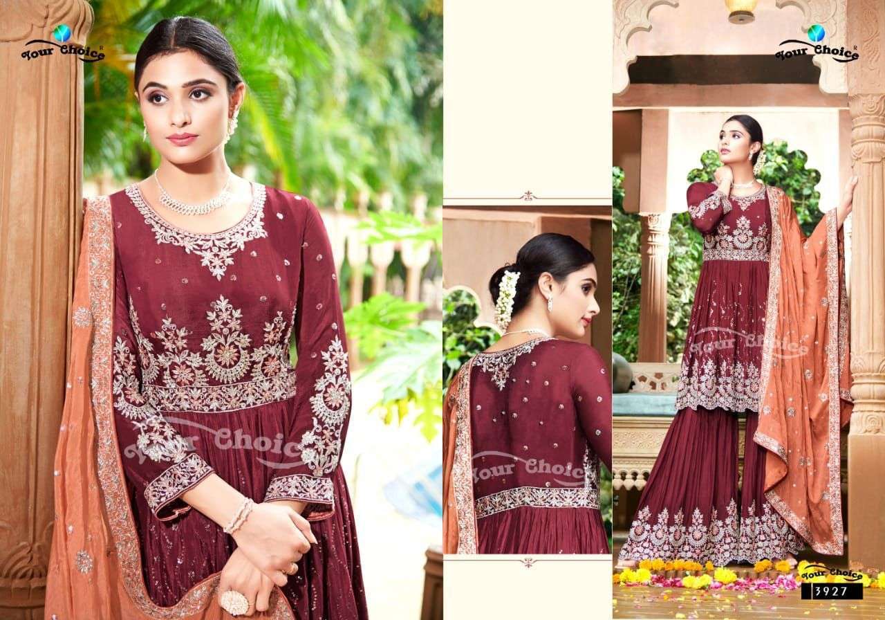 Your Choice F Studio Chinon With Embroidery Work Salwar Kameez Catalog