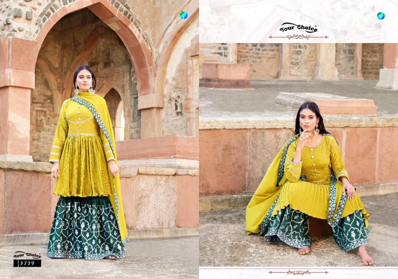 Your Choice Glamup Long Peplum With Garara Embroidery Worked Catalog