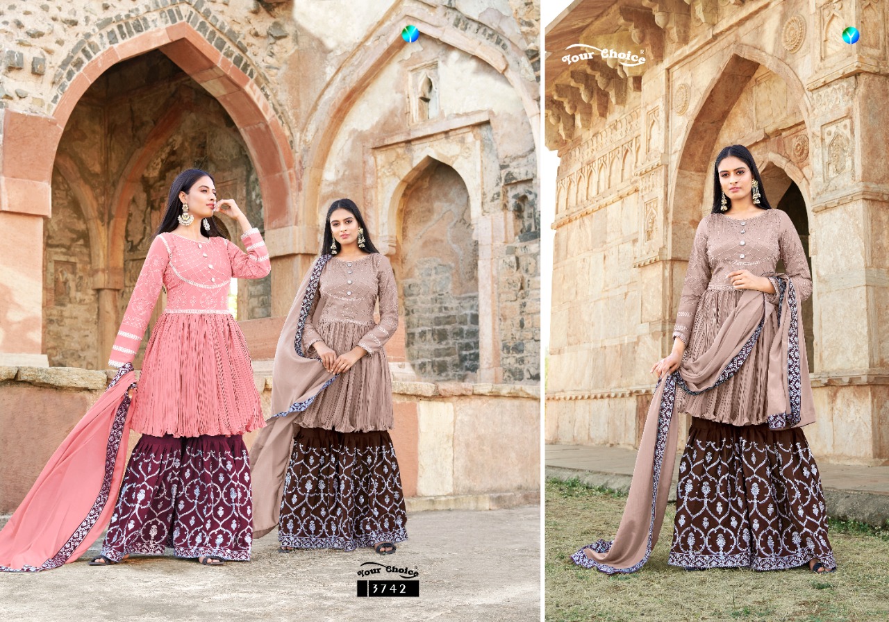 Your Choice Glamup Long Peplum With Garara Embroidery Worked Catalog