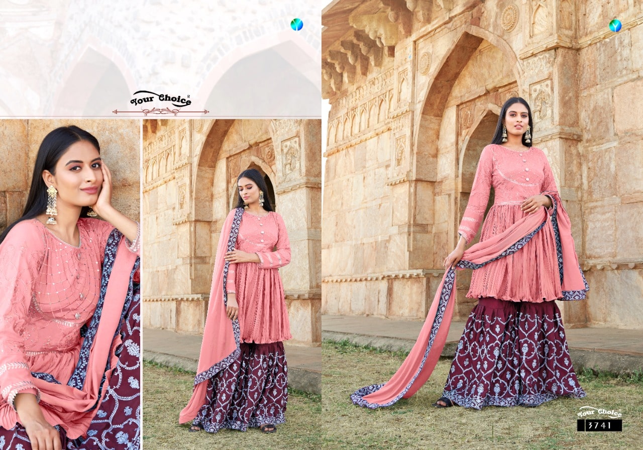 Your Choice Glamup Long Peplum With Garara Embroidery Worked Catalog