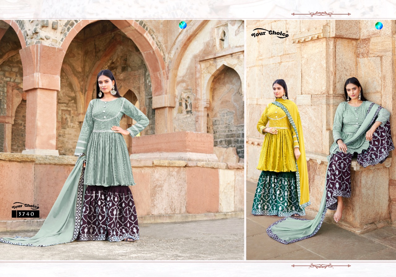 Your Choice Glamup Long Peplum With Garara Embroidery Worked Catalog