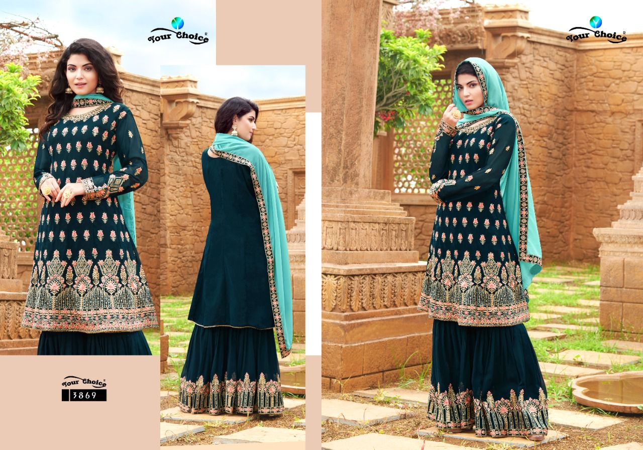 Your Choice Sagga Long Peplum With Garara Embroidery Worked Catalog