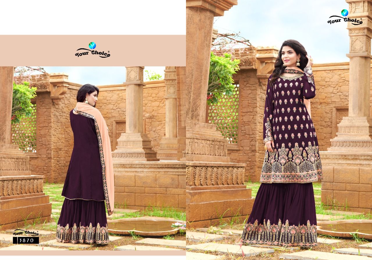 Your Choice Sagga Long Peplum With Garara Embroidery Worked Catalog