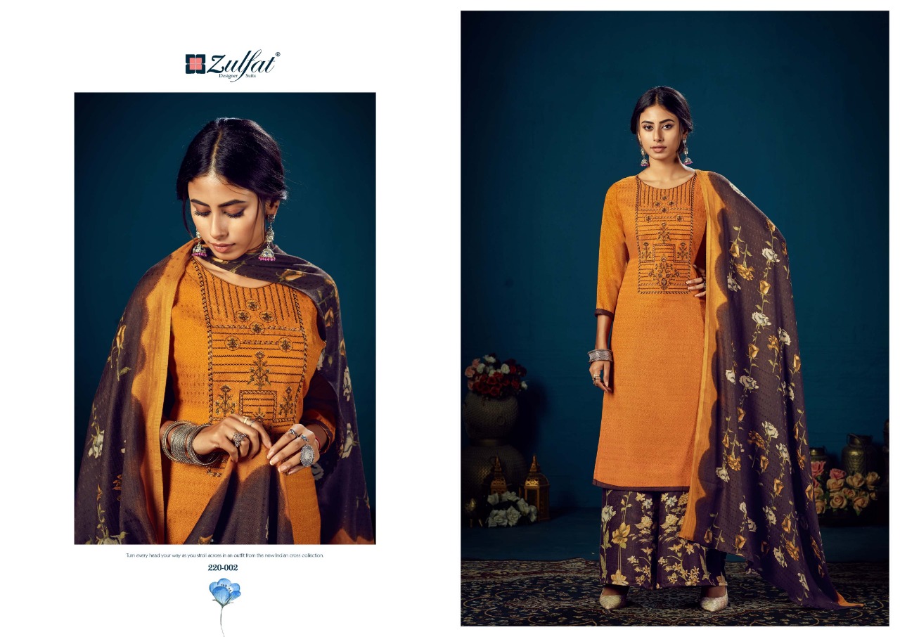 Zulfat Sohini  Vol 4 Pure Pashmina With Kashmiri Embroidery Designer Dress Material
