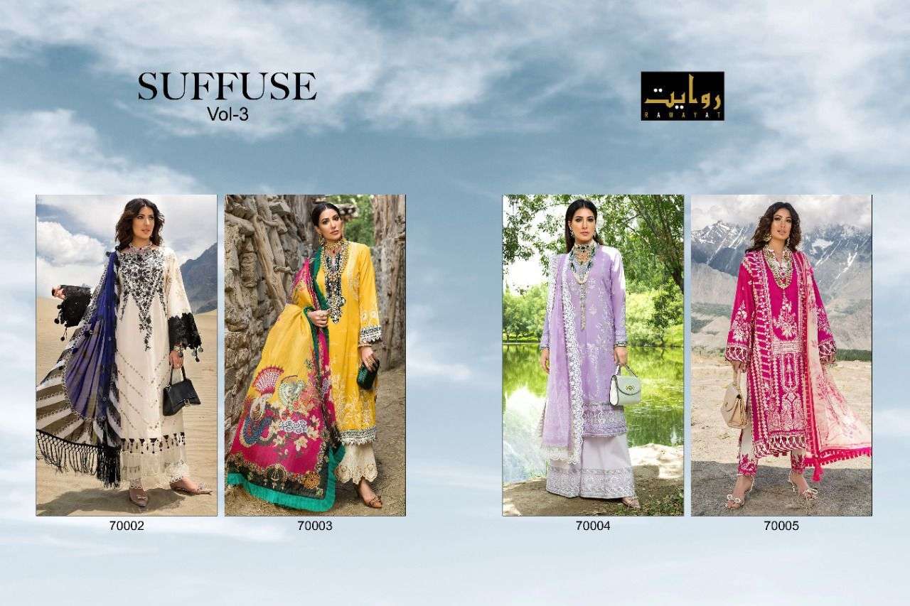 Rawayat  Suffuse Vol3 Lawn Cotton Pakistani Salwar Suits Catalog