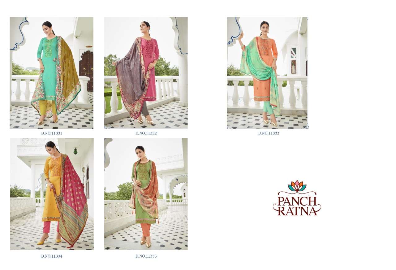 Panch Ratna Ruaab Cotton Satin Work Dress Material Collection