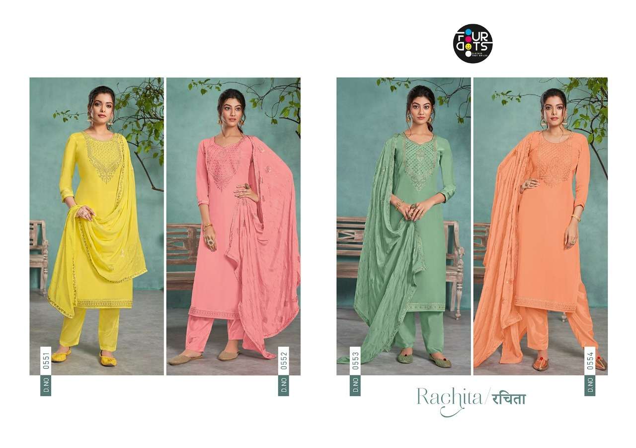 Fourdots Rachita Pure Natural Crep With Salwar Suits Catalog