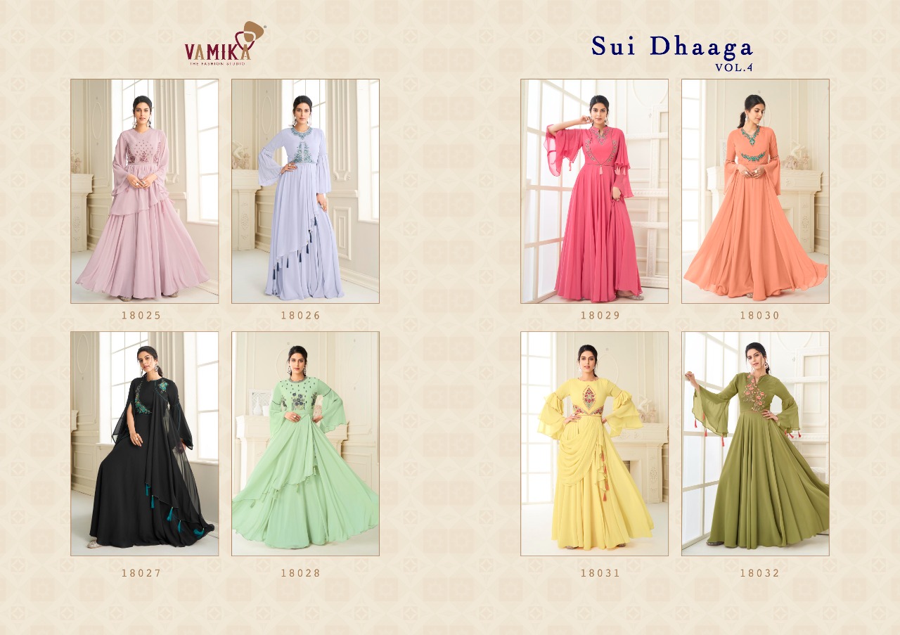 Vamika Sui Dhaga Vol 4 Festive Wear Georgette Gown Catalog