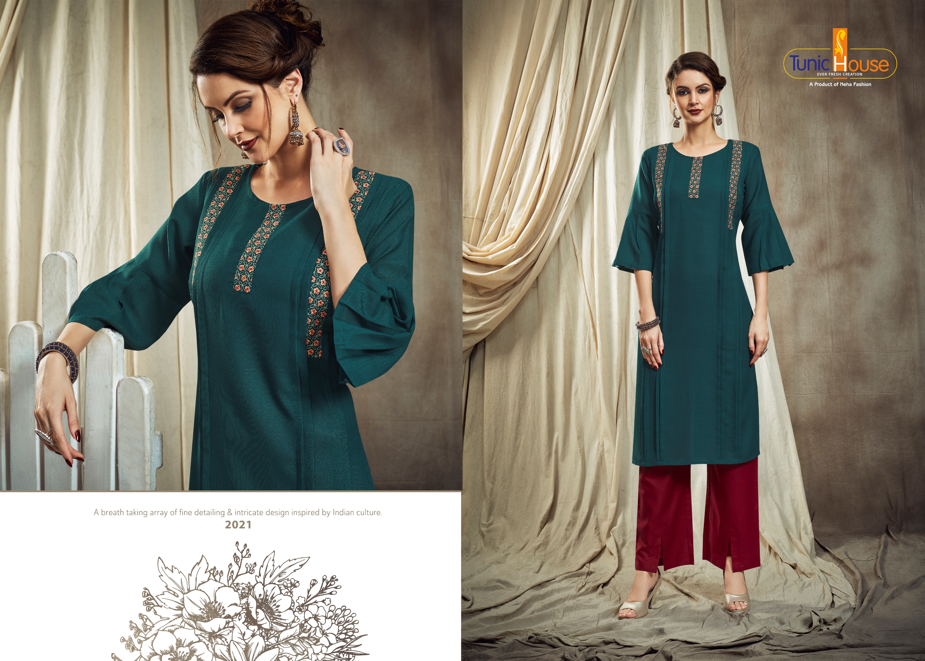 Tunic House Nitu Designer Top With Bottom Set Catalog