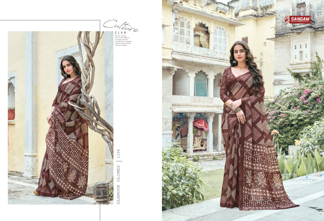 Sangam Aakruti Printed Cotton Sarees