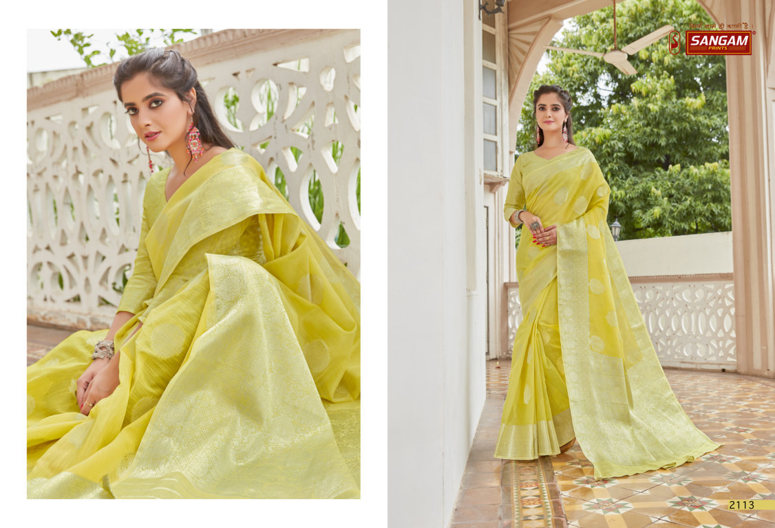 Sangam Presents Madhurma Linen Weaving Saree Collection