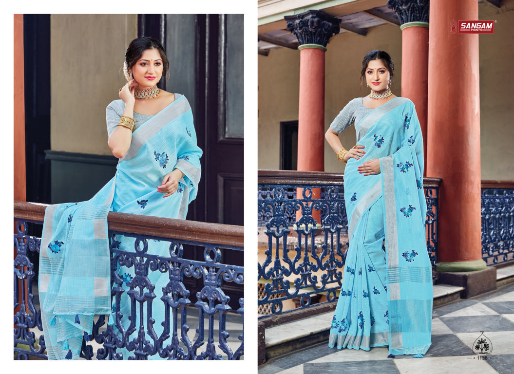 Sangam Presents Nayra Linen Embroidery Sarees