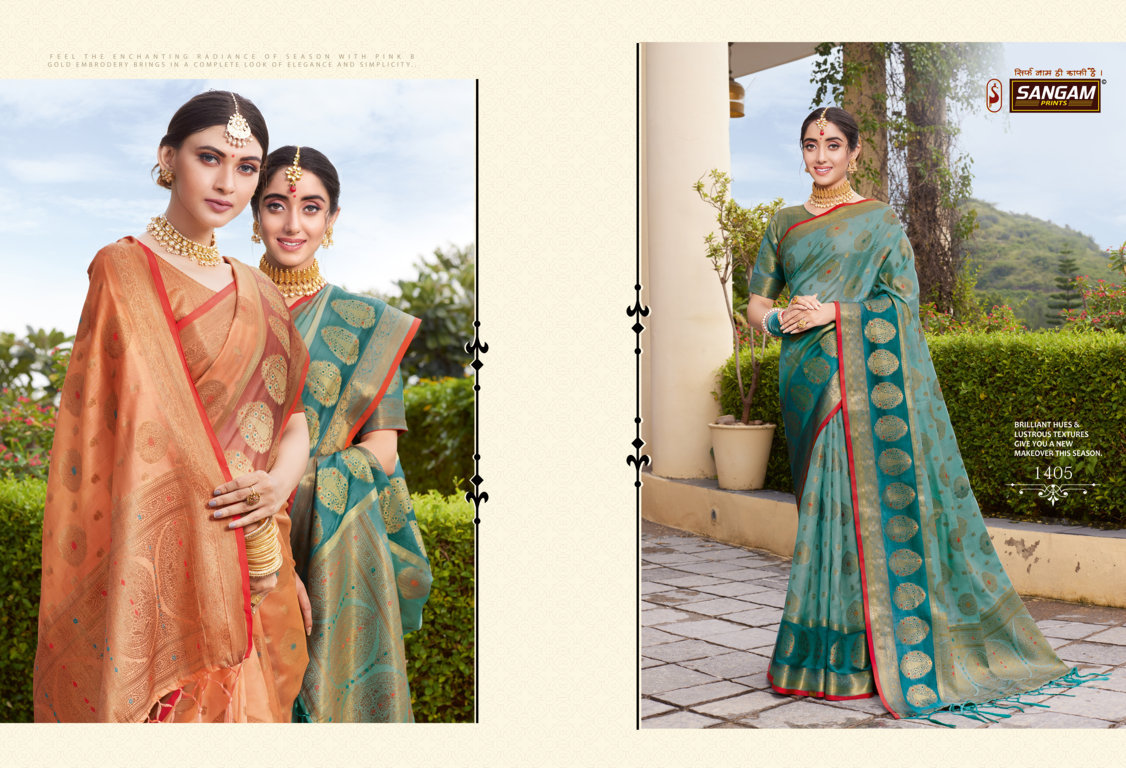 Sangam Presents Bhavika Organza Rich Pallu Sarees