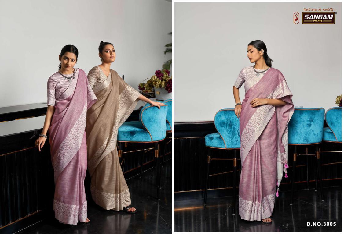 Sangam Presents Glory Linen Thread Work Saree Collection