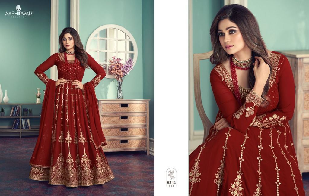 Aashirwad Gulnar Georgette Wear Designer Salwar Suits Catalog