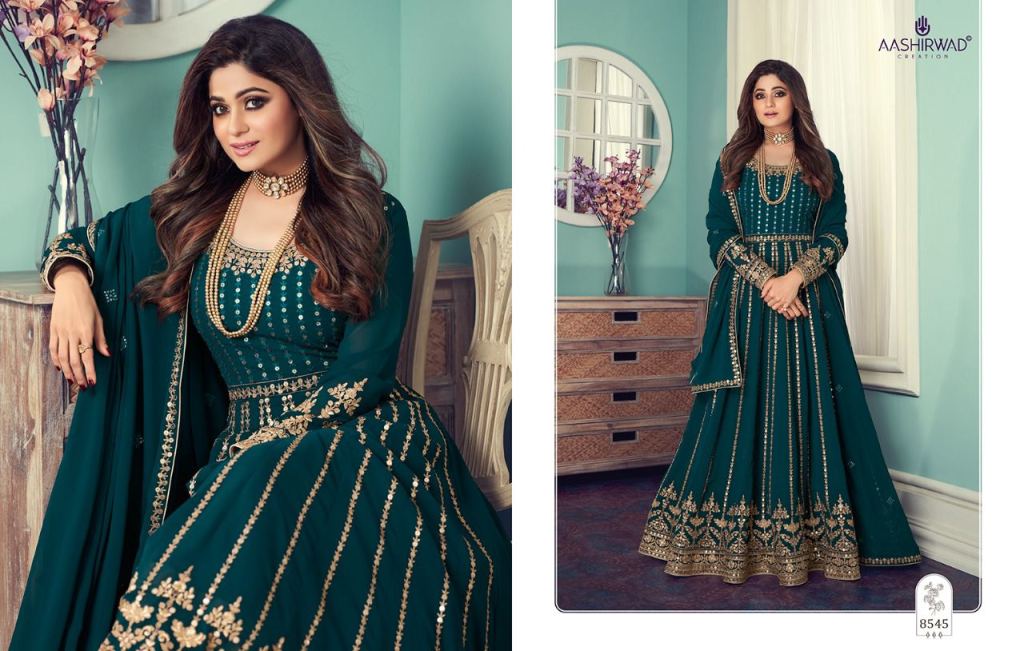 Aashirwad Gulnar Georgette Wear Designer Salwar Suits Catalog
