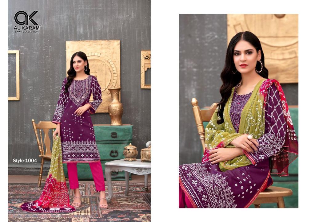 Al Karam Bandhani Special Karachi Cotton Dress Material Catalog