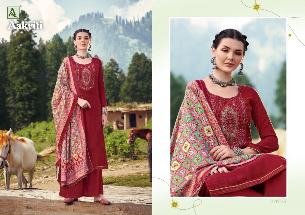Alok Aakriti Digital Printed Winter Wear Wool Pashmina Dress Material