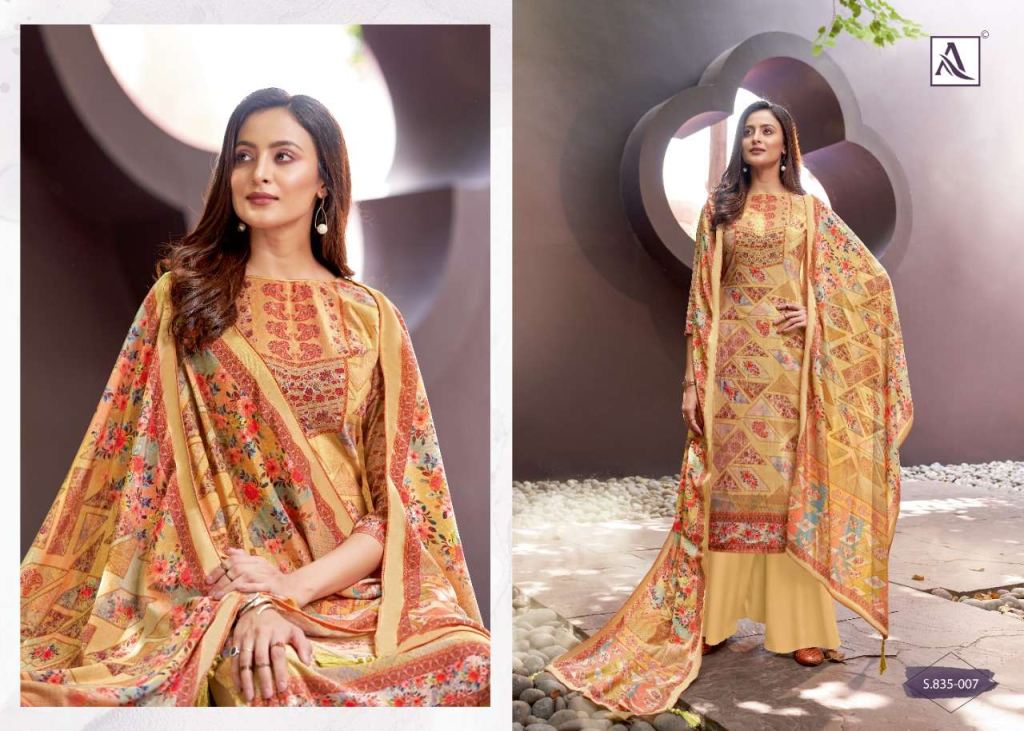 Alok Gulnar Pure Viscose Velvet Digital Print Dress Material Catalog